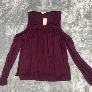 Aeropostale Cold Shoulder Longsleeve Womans Large Long Sleeve Maroon New NWT